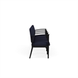 Amherst Steel Reception Waiting 4 Seat Tandem Seating / Black Steel / Navy Blue