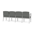 Amherst Steel Reception 4 Seat Tandem Seating / Silver Steel / Light Gray
