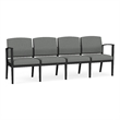 Amherst Steel Reception Waiting 4-Seat Chair / Black Steel / Light Gray