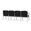 Amherst Steel Reception Waiting Room 4-Seat Chair / Silver Steel / Black