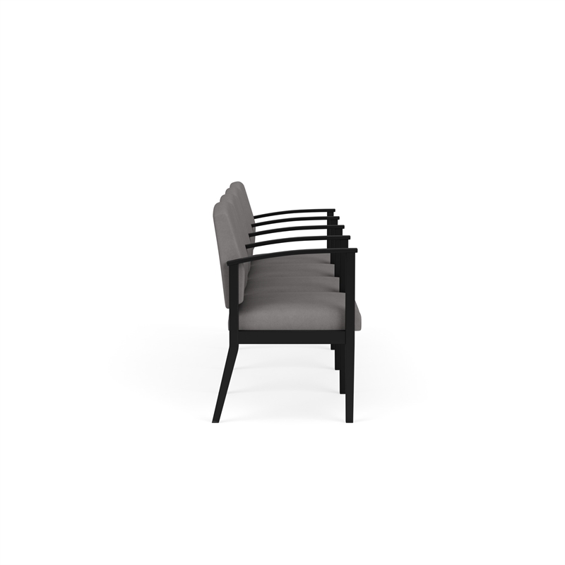 Amherst Steel Reception Waiting 4 Seat Tandem Seating / Black Steel / Light Gray