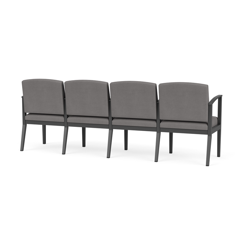 Amherst Steel Reception 4 Seat Tandem Seating / Charcoal Steel / Light Gray
