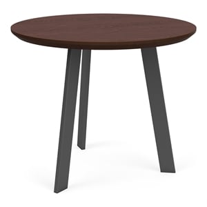 Waterfall Reception 24&quot Round Top Wood End Table / Charcoal Steel / Walnut