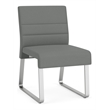 Waterfall Reception Sled Base Armless Guest Chair / Silver Steel / Light Gray