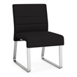 Waterfall Reception Waiting Sled Base Armless Guest Chair / Silver Steel / Black