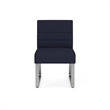 Waterfall Reception Sled Base Armless Guest Chair / Silver Steel / Navy Blue