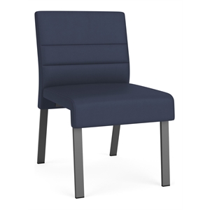 Waterfall Reception Waiting Armless Guest Chair / Charcoal Steel / Blue