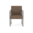 Waterfall Reception Waiting Sled Base Guest Chair / Silver Steel / Brown