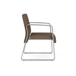 Waterfall Reception Waiting Sled Base Guest Chair / Silver Steel / Brown
