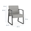 Waterfall Reception Waiting Sled Base Guest Chair / Silver Steel / Brown