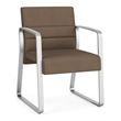 Waterfall Reception Waiting Sled Base Guest Chair / Silver Steel / Brown