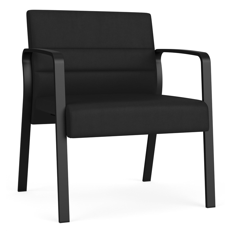 Waterfall Reception Waiting Oversize Guest Chair / Black Steel / Black