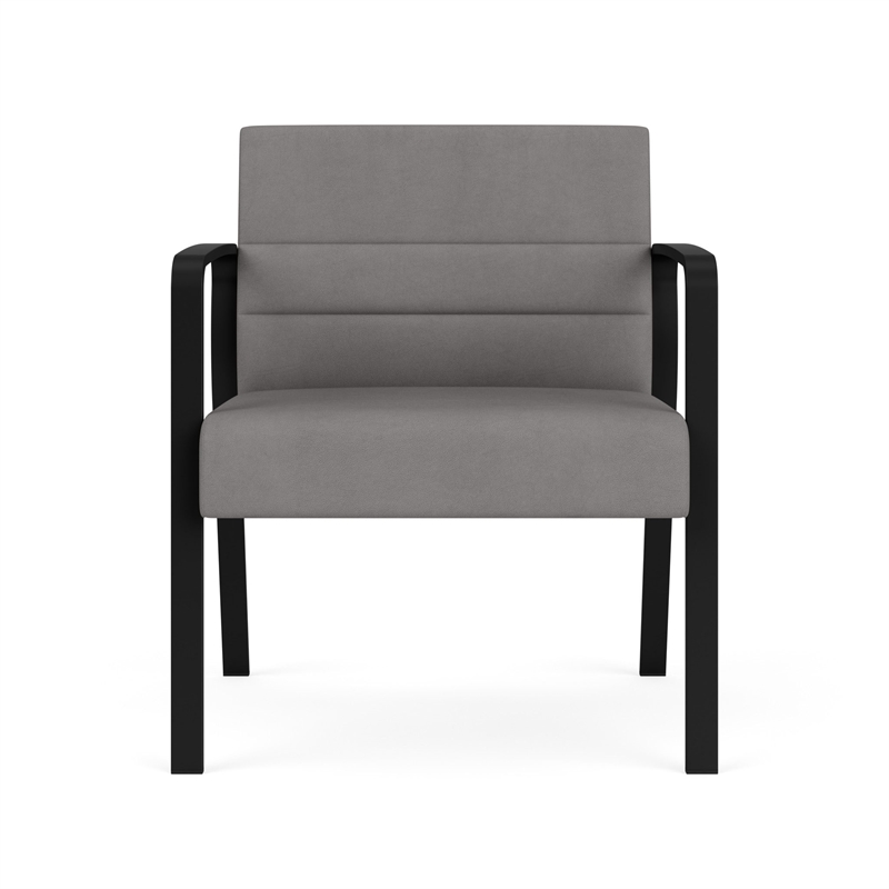 Waterfall Reception Waiting Oversize Guest Chair / Black Steel / Light Gray