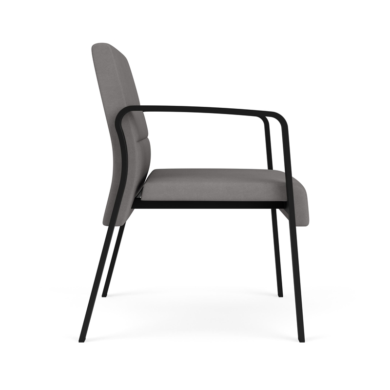 Waterfall Reception Waiting Oversize Guest Chair / Black Steel / Light Gray