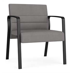 Waterfall Reception Waiting Oversize Guest Chair / Black Steel / Light Gray