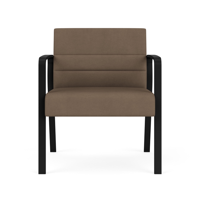 Waterfall Reception Waiting Oversize Guest Chair / Black Steel / Brown