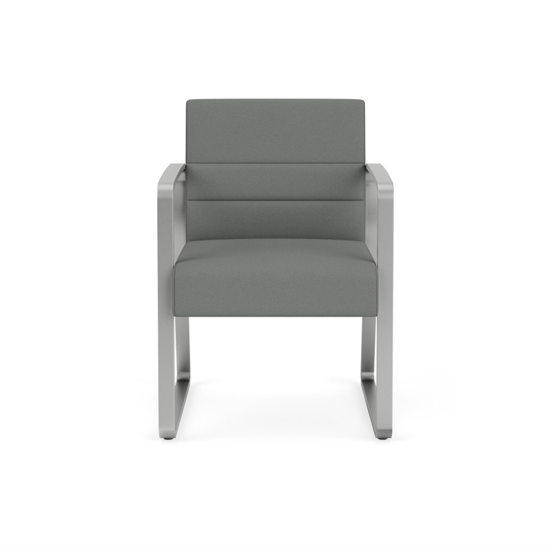Waterfall Reception Waiting Sled Base Guest Chair / Silver Steel / Light Gray