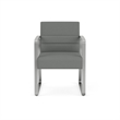 Waterfall Reception Waiting Sled Base Guest Chair / Silver Steel / Light Gray