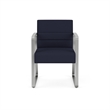 Waterfall Reception Waiting Sled Base Guest Chair / Silver Steel / Navy Blue
