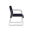 Waterfall Reception Waiting Sled Base Guest Chair / Silver Steel / Navy Blue