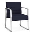 Waterfall Reception Waiting Sled Base Guest Chair / Silver Steel / Navy Blue