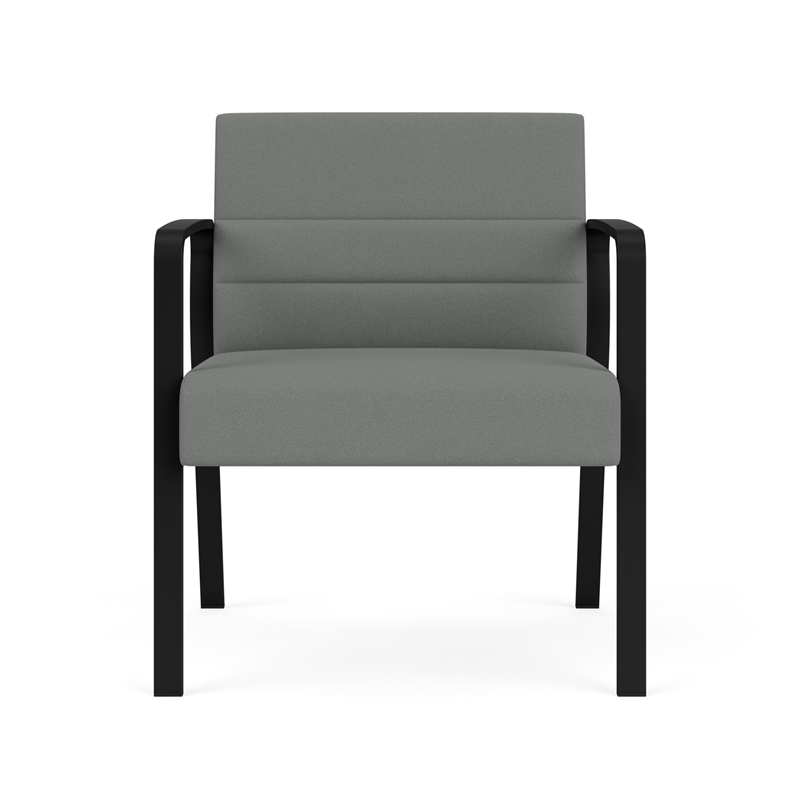 Waterfall Reception Waiting Oversize Guest Chair / Black Steel / Light Gray