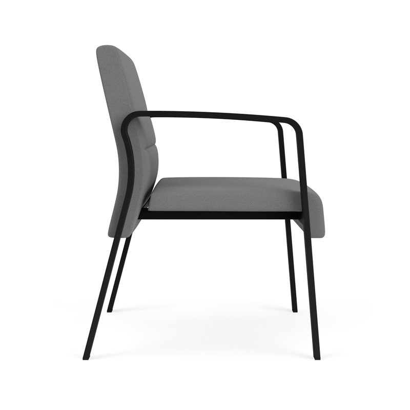 Waterfall Reception Waiting Oversize Guest Chair / Black Steel / Light Gray