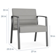 Waterfall Reception Waiting Oversize Guest Chair / Black Steel / Light Gray