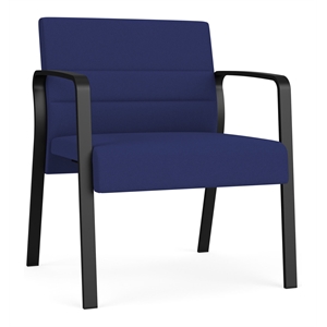 Waterfall Reception Waiting Room Oversize Guest Chair / Black Steel / Blue