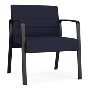 Waterfall Reception Waiting Oversize Guest Chair / Black Steel / Navy Blue