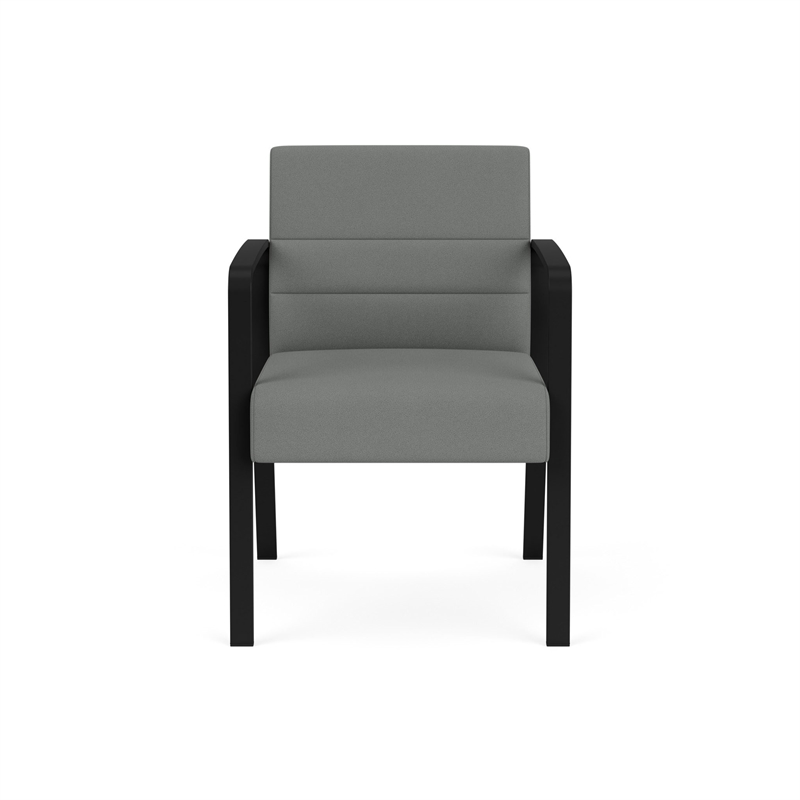 Waterfall Reception Waiting Room Guest Chair / Black Steel / Light Gray