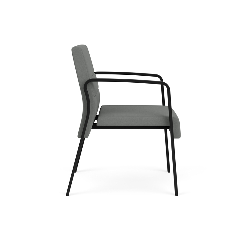 Waterfall Reception Waiting Room Guest Chair / Black Steel / Light Gray