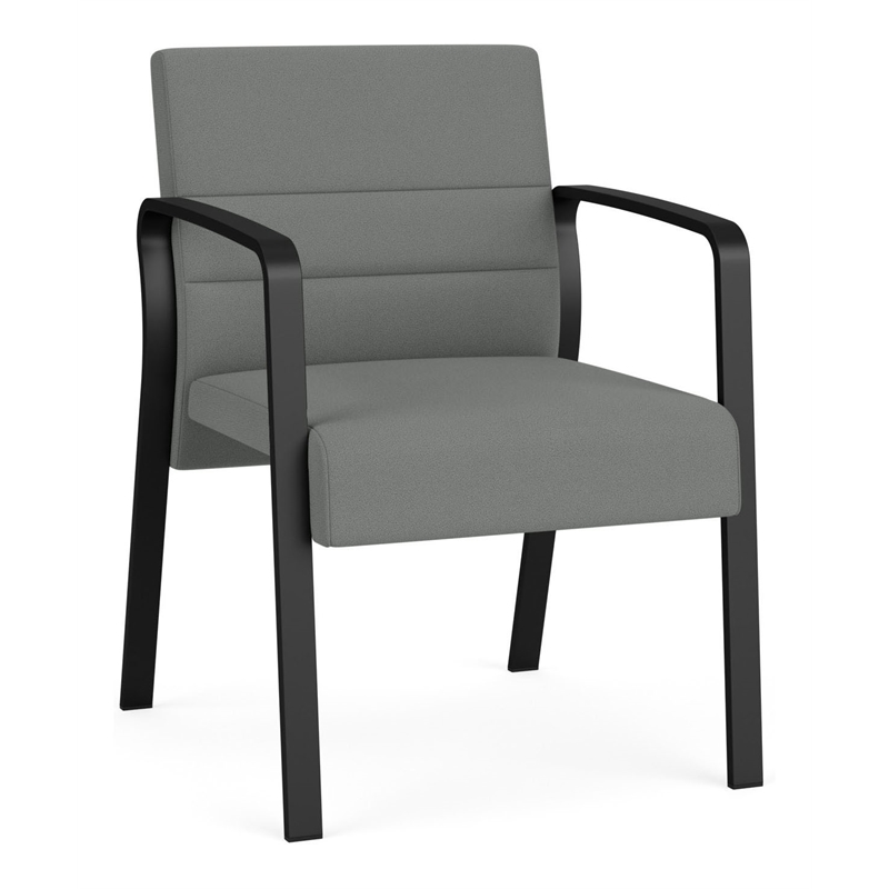 Waterfall Reception Waiting Room Guest Chair / Black Steel / Light Gray