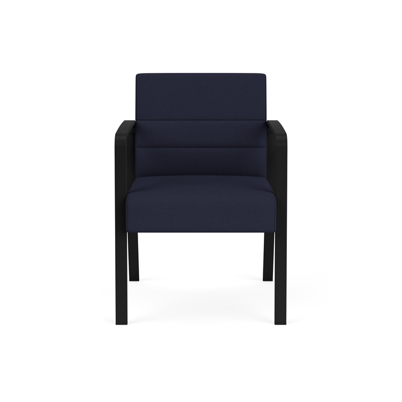 Waterfall Reception Waiting Room Guest Chair / Black Steel / Navy Blue