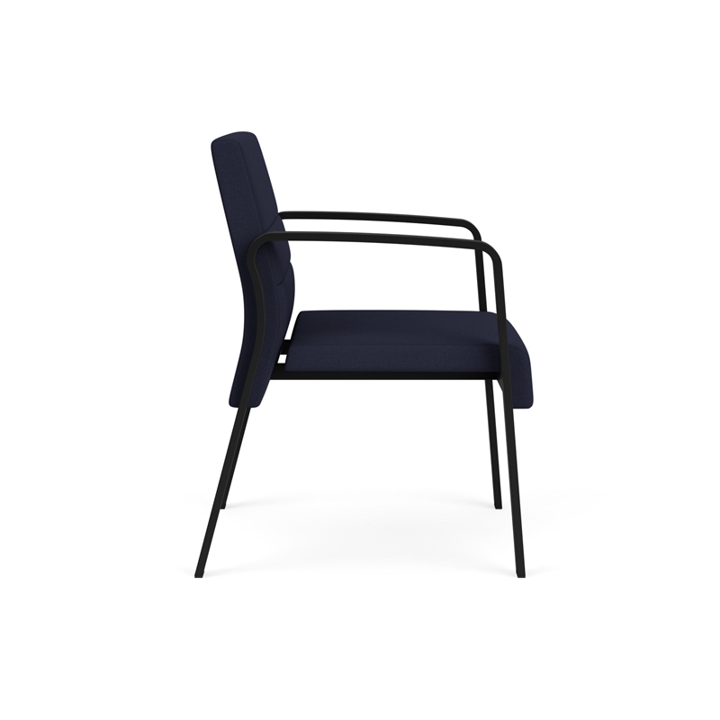 Waterfall Reception Waiting Room Guest Chair / Black Steel / Navy Blue