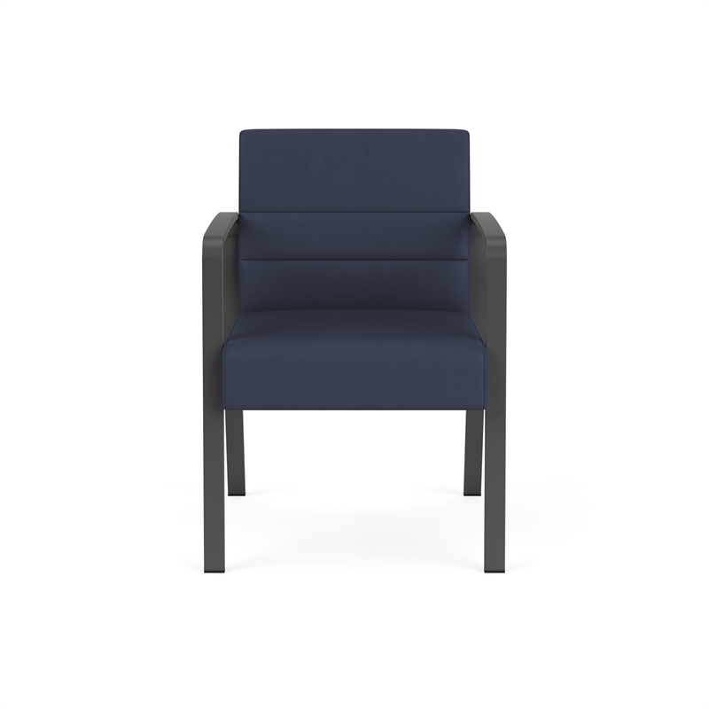 Waterfall Reception Waiting Room Healthcare Guest Chair / Charcoal Steel / Blue