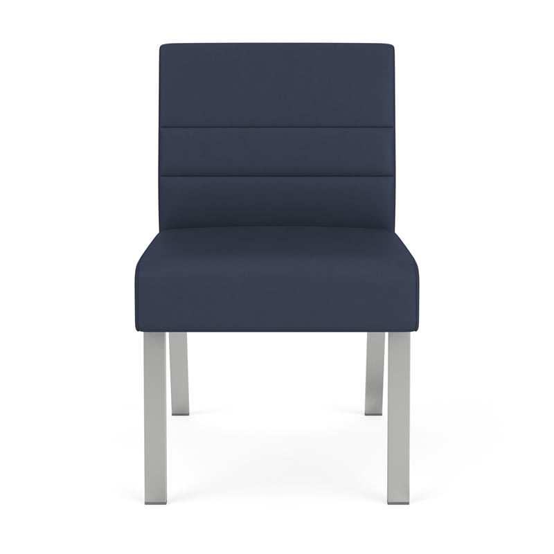 Waterfall Reception Waiting Room Armless Guest Chair / Silver Steel / Blue