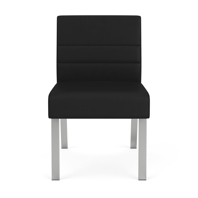 Waterfall Reception Waiting Armless Guest Chair / Silver Steel / Black
