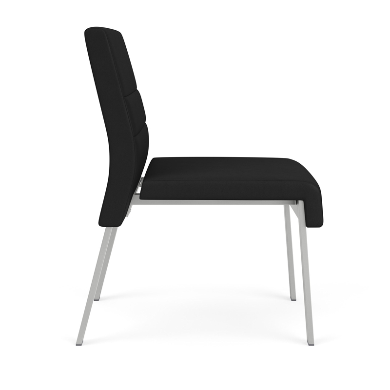 Waterfall Reception Waiting Armless Guest Chair / Silver Steel / Black