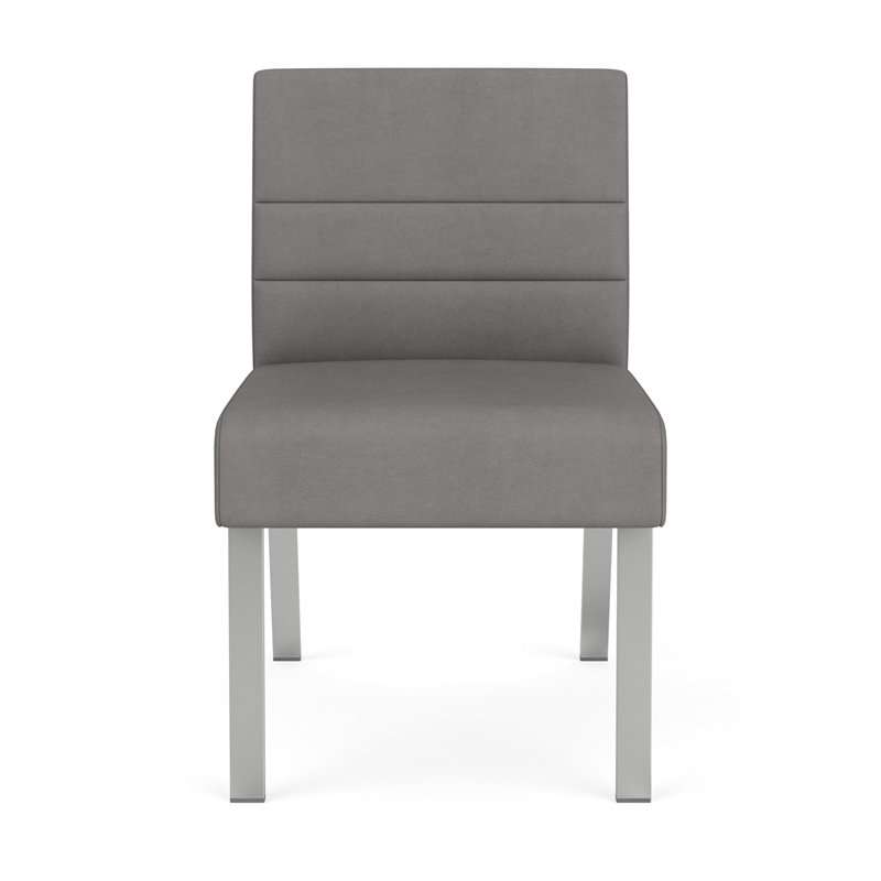 Waterfall Reception Waiting Armless Guest Chair / Silver Steel / Light Gray