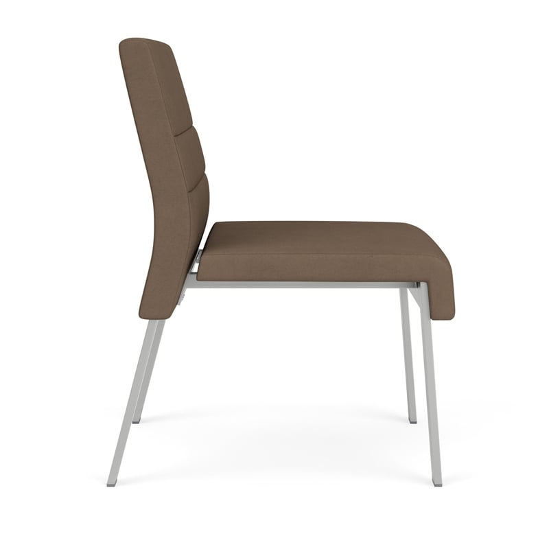 Waterfall Reception Waiting Armless Guest Chair / Silver Steel / Brown