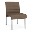 Waterfall Reception Waiting Armless Guest Chair / Silver Steel / Brown