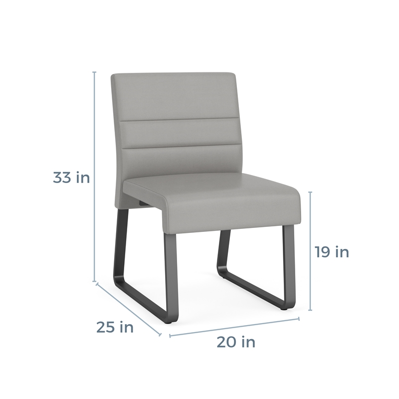 Waterfall Reception Waiting Sled Base Armless Guest Chair / Black Steel / Blue