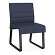 Waterfall Reception Waiting Sled Base Armless Guest Chair / Black Steel / Blue