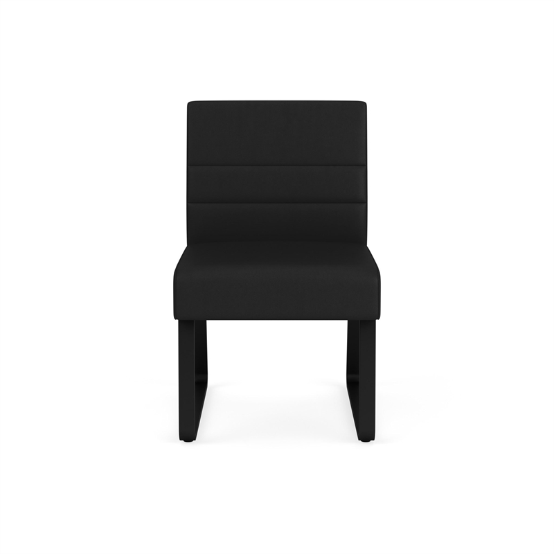 Waterfall Reception Waiting Sled Base Armless Guest Chair / Black Steel / Black