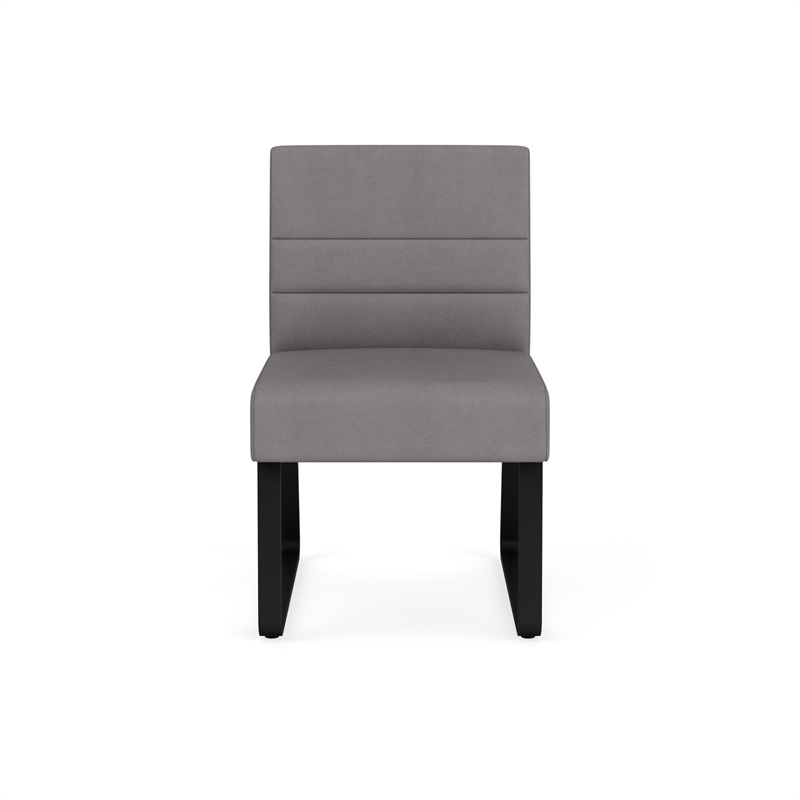 Waterfall Reception Sled Base Armless Guest Chair / Black Steel / Light Gray
