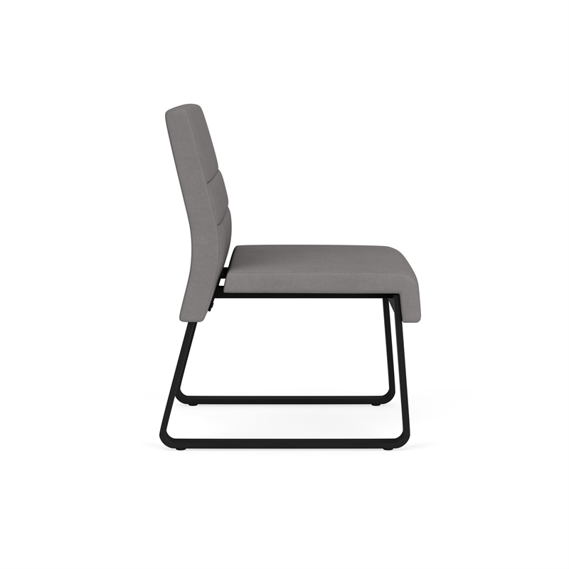 Waterfall Reception Sled Base Armless Guest Chair / Black Steel / Light Gray