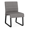 Waterfall Reception Sled Base Armless Guest Chair / Black Steel / Light Gray