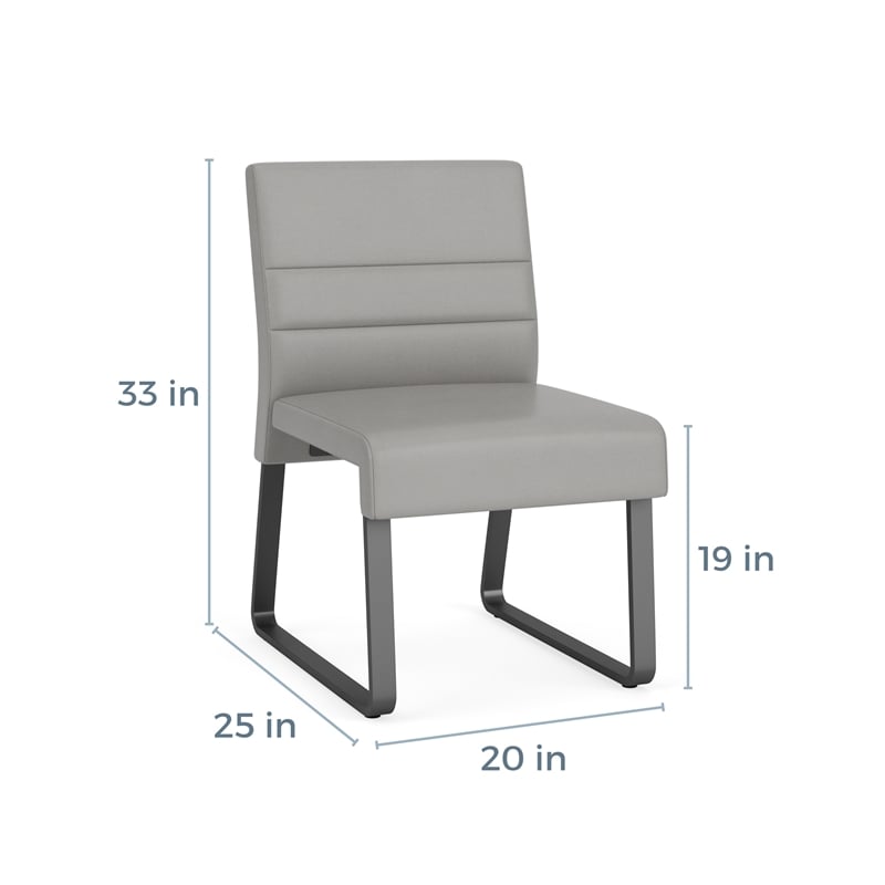Waterfall Reception Waiting Sled Base Armless Guest Chair / Black Steel / Brown