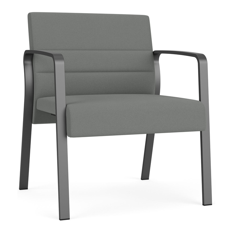 Waterfall Reception Waiting Oversize Guest Chair / Charcoal Steel / Light Gray